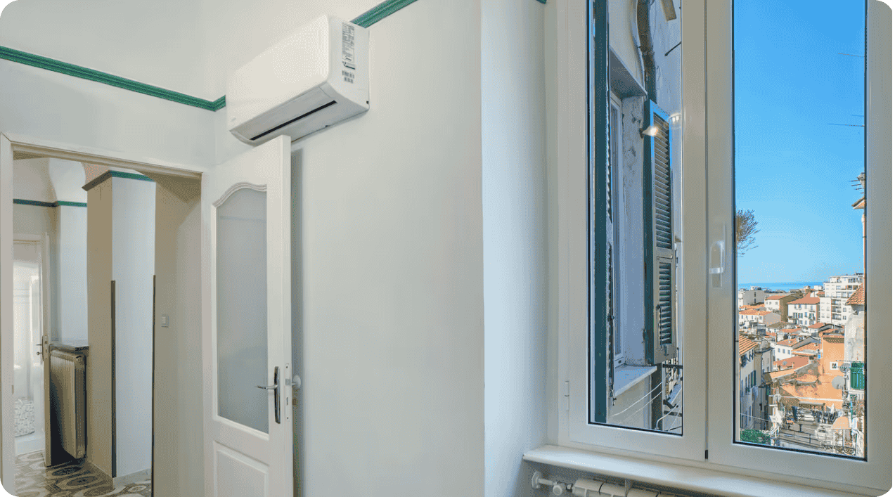 Hallway with window and AC